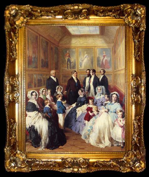framed  Franz Xaver Winterhalter Queen Victoria and Prince Albert with the Family of King Louis Philippe at the Chateau D
